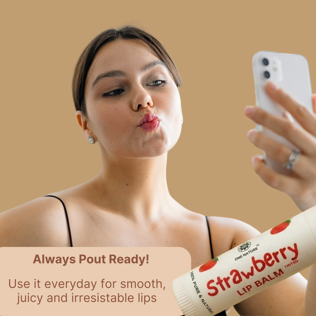 Strawberry Lip Balm | Pure & Natural | No Artificial Colors | For Chapped Lips | 10 grams