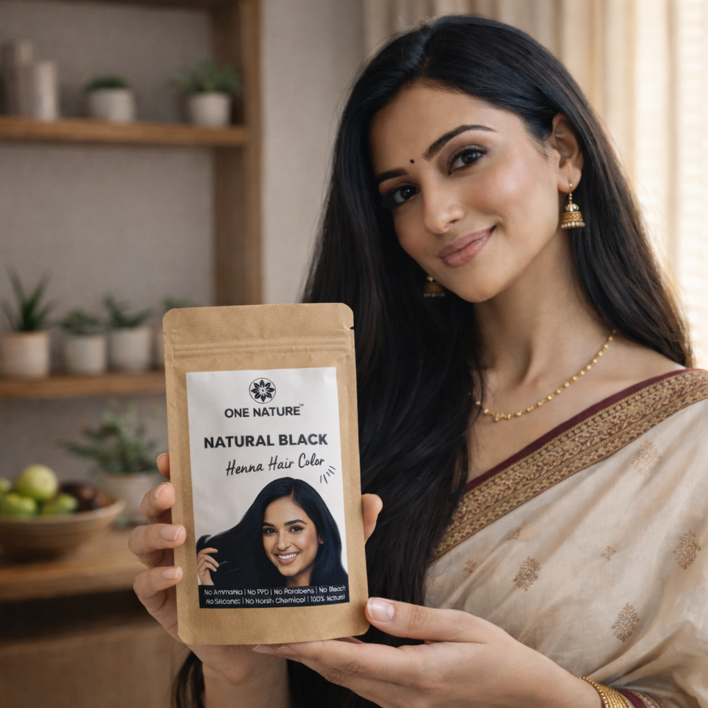 One Nature Black Henna Hair Colour for Grey Coverage – One Nature