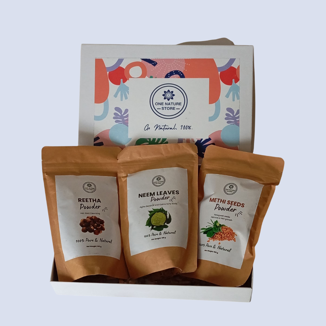 Anti-Dandruff Kit | Neem + Reetha + Methi Seeds Powder | Herbal Scalp Cleanser & Flake Fighter | 100% Natural