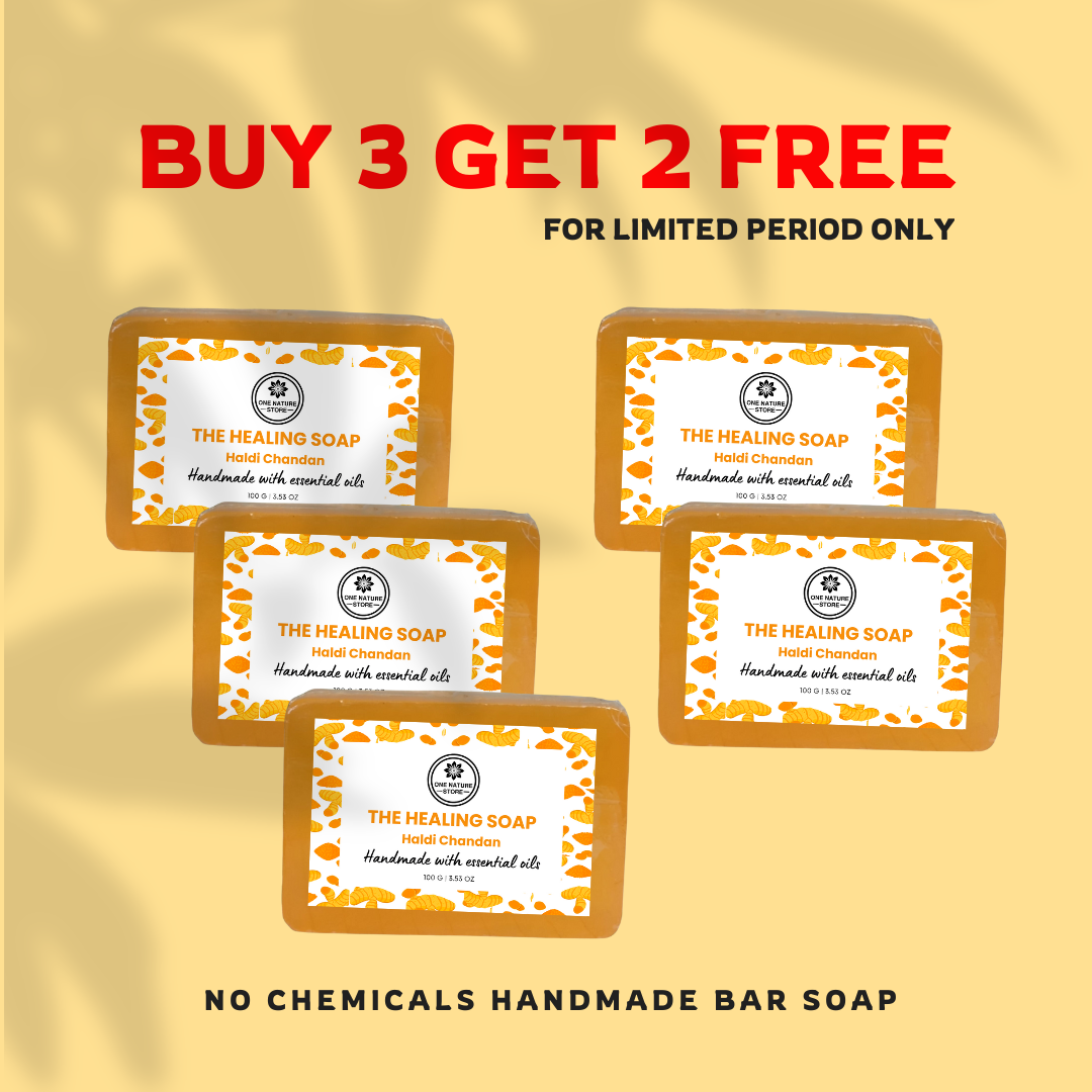 The Healing Soap | Powered with Haldi Chandan | Handmade with Essential Oils | 100 Grams Each | Buy 3 Get 2 Free