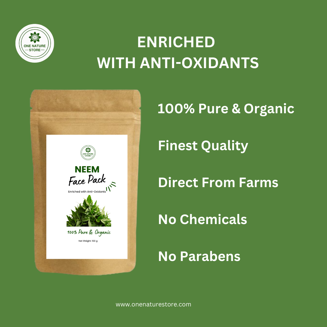 One Nature Store | Neem Face Pack | 100 grams | For Acne Pimples and Redness