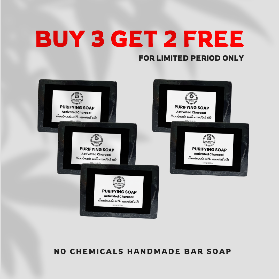 The Purifying Soap | Powered with Activated Charcoal | Handmade with Essential Oils | 100 Grams Each | Buy 3 Get 2 Free