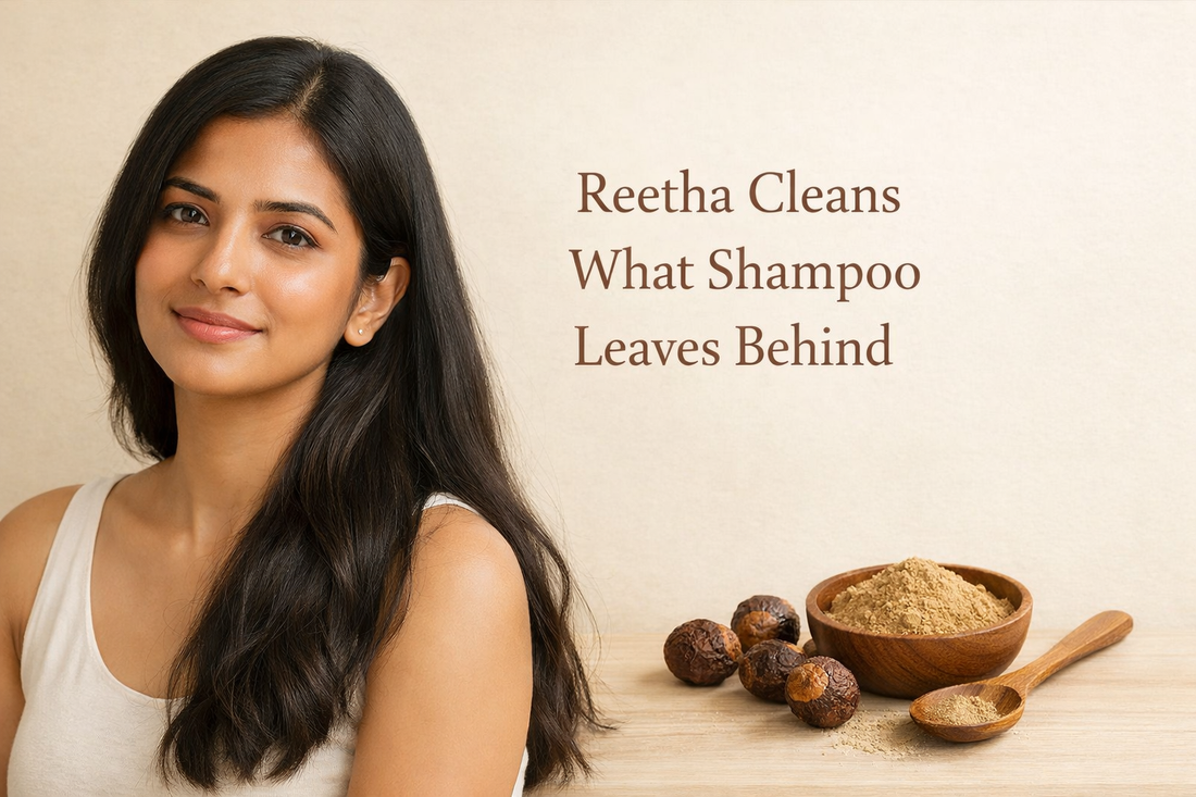A beautiful indian Women With Reetha Powder 