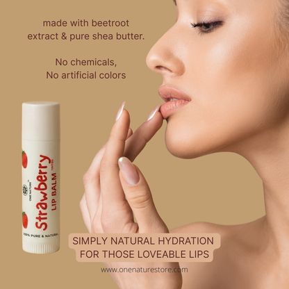 Strawberry Lip Balm | Pure & Natural | No Artificial Colors | For Chapped Lips | 10 grams