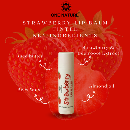 Strawberry Lip Balm | Pure & Natural | No Artificial Colors | For Chapped Lips | 10 grams