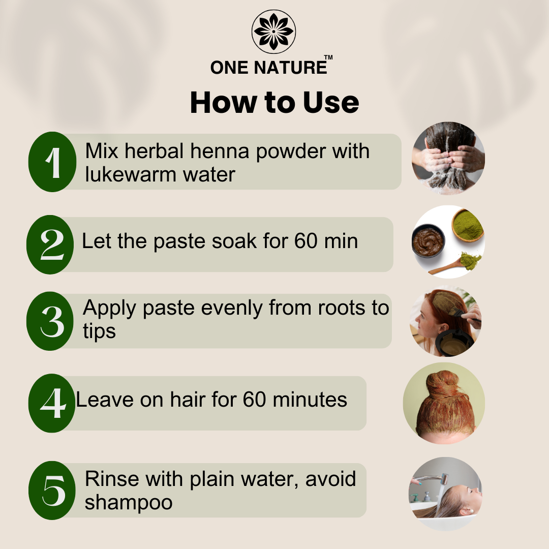 Herbal Henna | Natural Hair Colour, Mehandi Hair Care Powder | Long Lasting upto 30 days | 100 grams