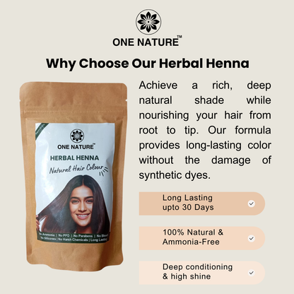 Herbal Henna | Natural Hair Colour, Mehandi Hair Care Powder | Long Lasting upto 30 days | 100 grams