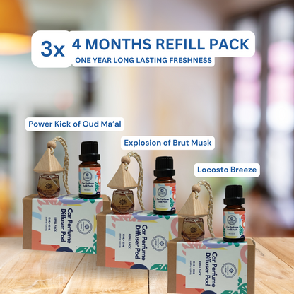Premium Car Perfume Gift Set | Pack of 3 Premium Scents | 1 Year of Freshness!