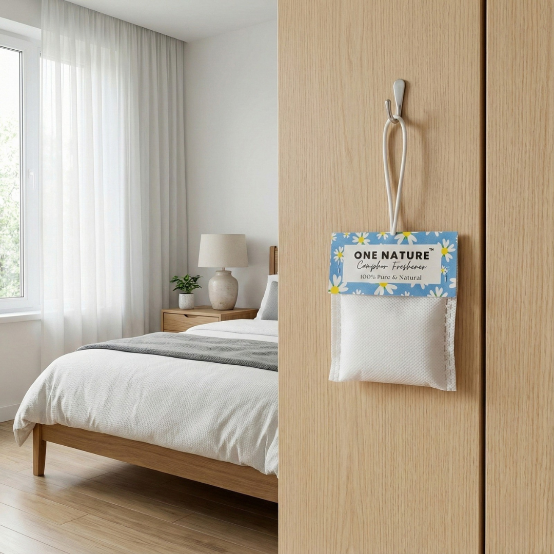 Pure Camphor Freshener Sachets | Air Freshener For Car, Wardrobe, Office Cabin's, Drawers, Travel Bag & Bathroom