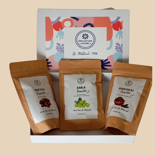 Daily Hair Care Kit | Amla + Reetha + Shikakai Powder | Gentle Herbal Cleanse & Nourish | 100% Natural Ayurvedic Hair Trio