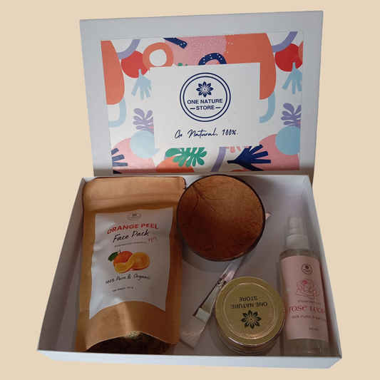 Must-Have Face Pack Kit | Orange Peel Face Pack + Brush + Rose Water + Vetiver Moisturizer | Complete Natural Combo
