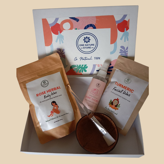 Body Wax Kit | Face & Body Wax | Includes Aloe Vera Gel, Brush, Rose Water & Coconut Bowl | Natural Hair Removal Essentials