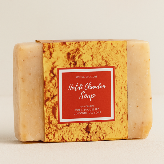 Natural Handmade Haldi Chandan Soap | Cold Processed Pure Coconut Oil | Brightening & Healing | 100 Grams