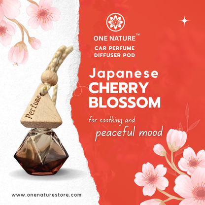 One Nature Car Perfume Diffuser Pod for Japanese Cherry Blossom with floral design on red background