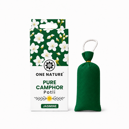 One Nature Jasmine Camphor potli with One Nature Camphor potli packaging box
