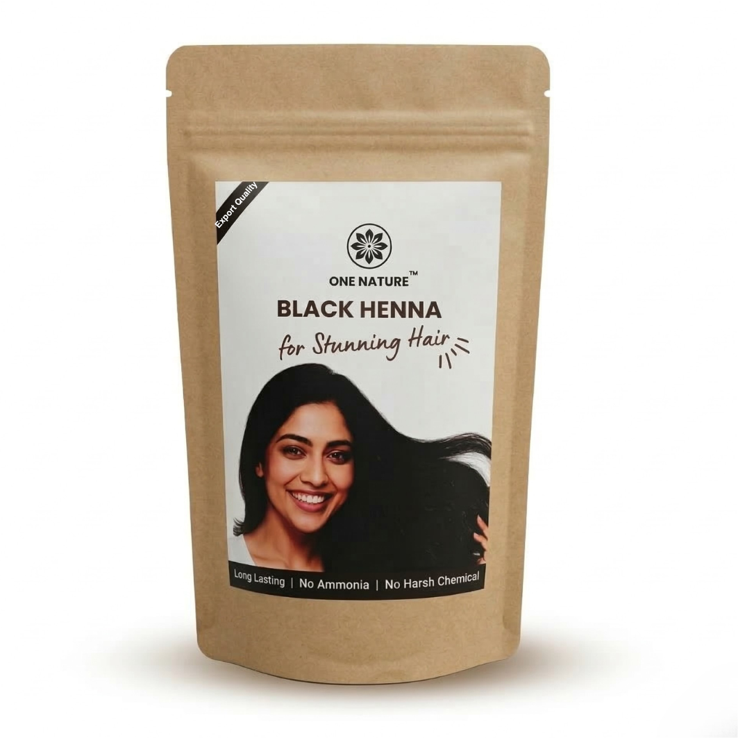 One Nature Black Henna package for stunning hair on a white background