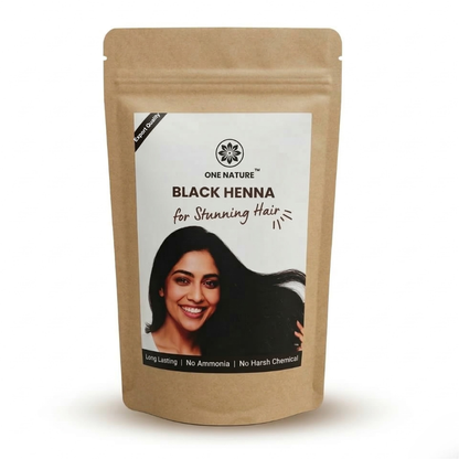 One Nature Black Henna package for stunning hair on a white background