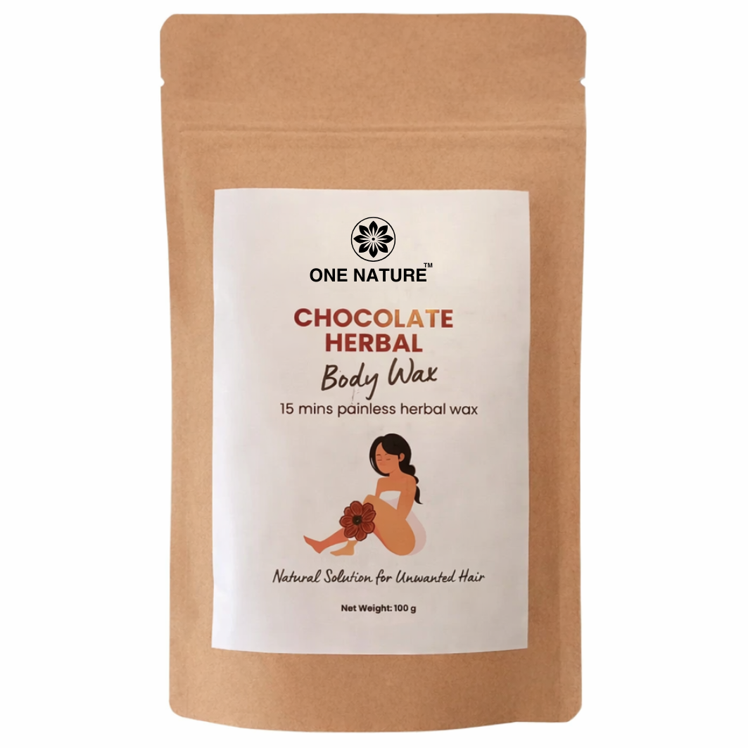 One Nature Chocolate Herbal Body Wax packaging on a white background