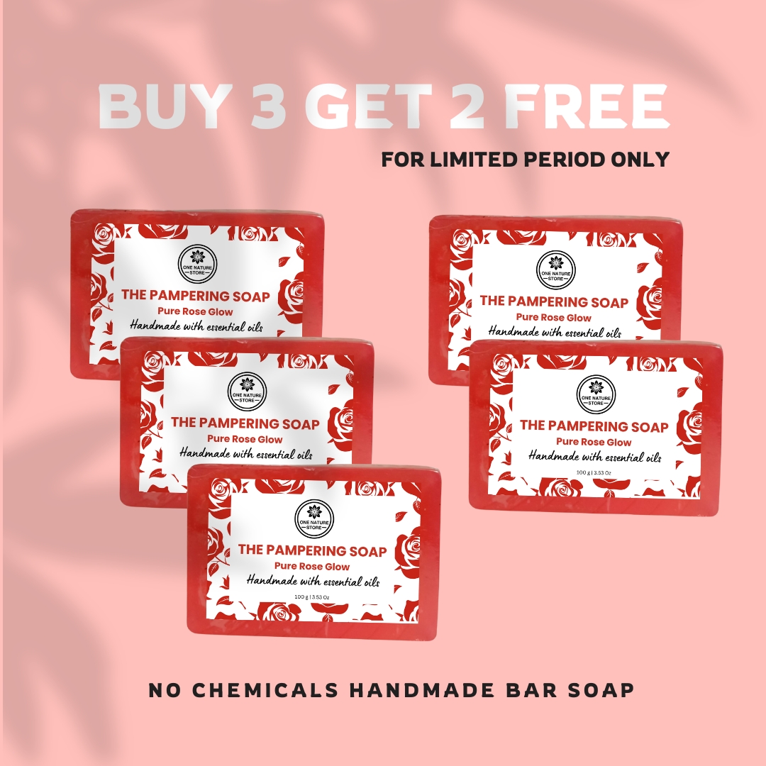 The Pampering Soap | Powered with Pure Rose | Handmade with Essential Oils | 100 Grams Each | Buy 3 Get 2 Free