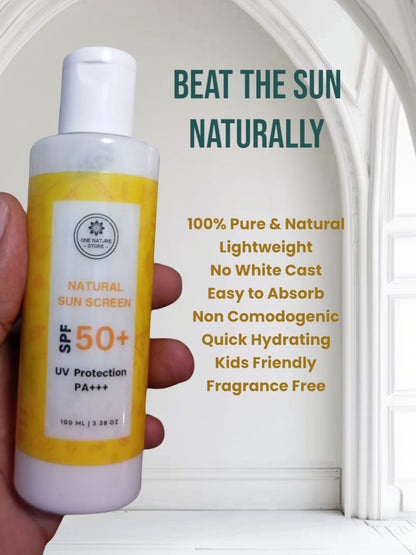 Natural Sunscreen with SPF 50+ | UV Protection PA +++ | Fragrance-Free, Lightweight & No White Cast | 100 Ml